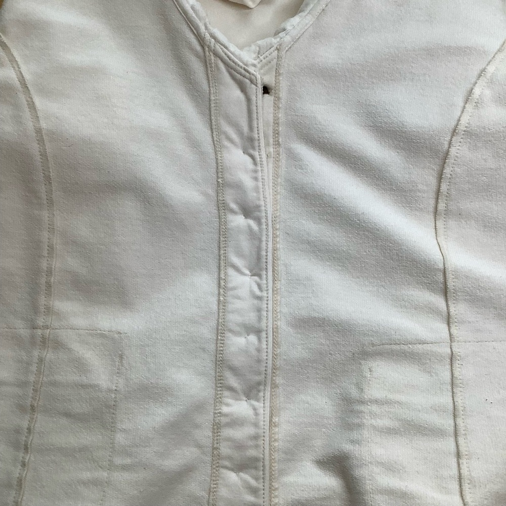 NEON BUDDHA Cream French Terry Ruffle Cardigan Button Jacket Size S - Picture 14 of 15